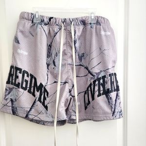 Grey Mesh Forest Civil Regime Shorts